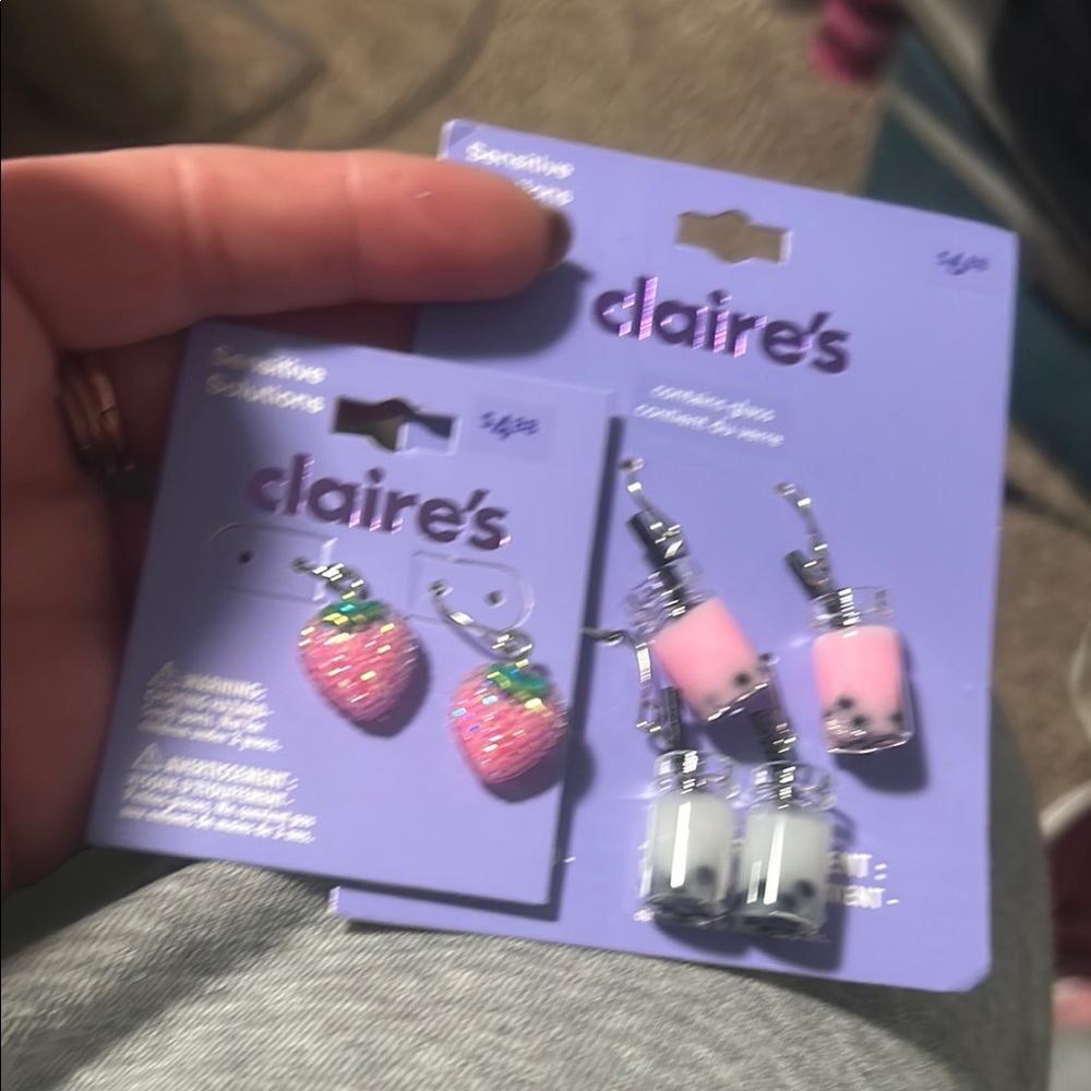 Claire's Strawberry and Milkshake Earrings Set